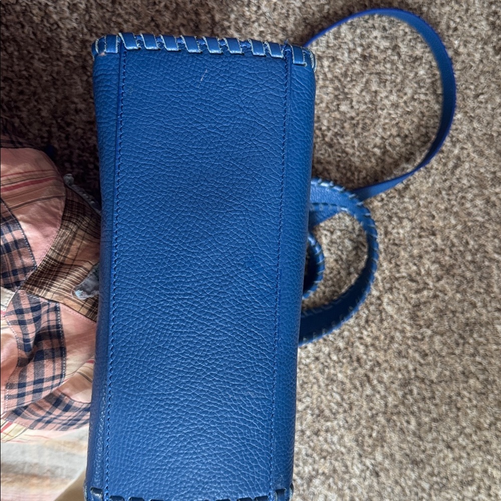 Gianni Chiarini Firenze Blue Pebbled Leather Satchel Crossbody Made in Italy - Picture 10 of 14